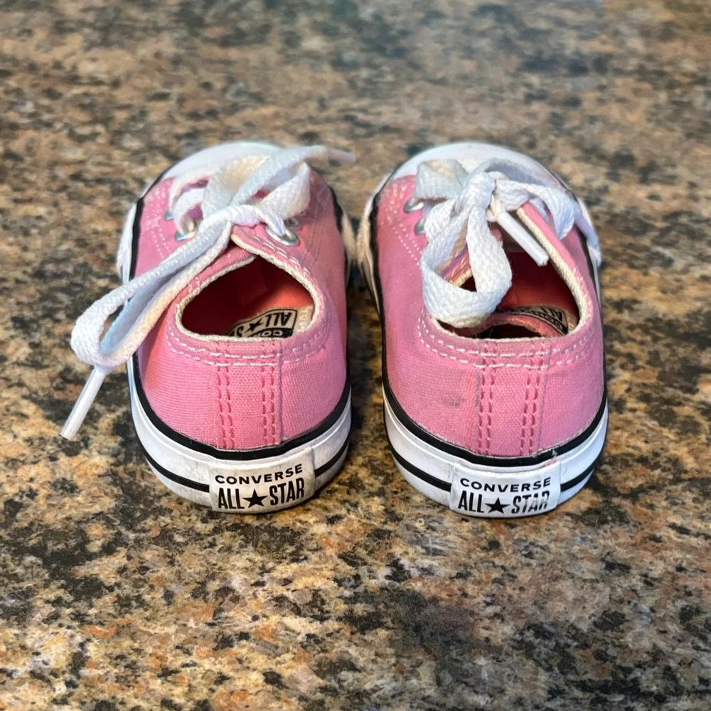 Converse Pink Canvas Kids Low-Top Sneakers with White Laces